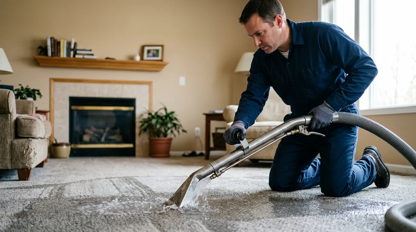 Water damage restoration technician working near Delaware City, DE